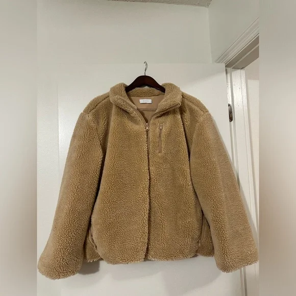Italic Women’s Sherpa Teddy Zip-Up Jacket Fawn size XL - Picture 4 of 8